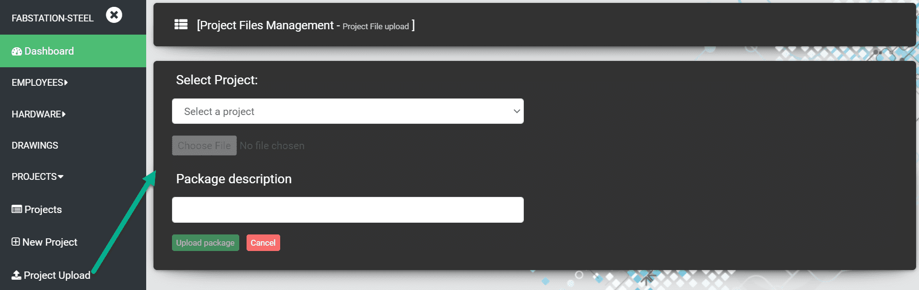 Upload project files
