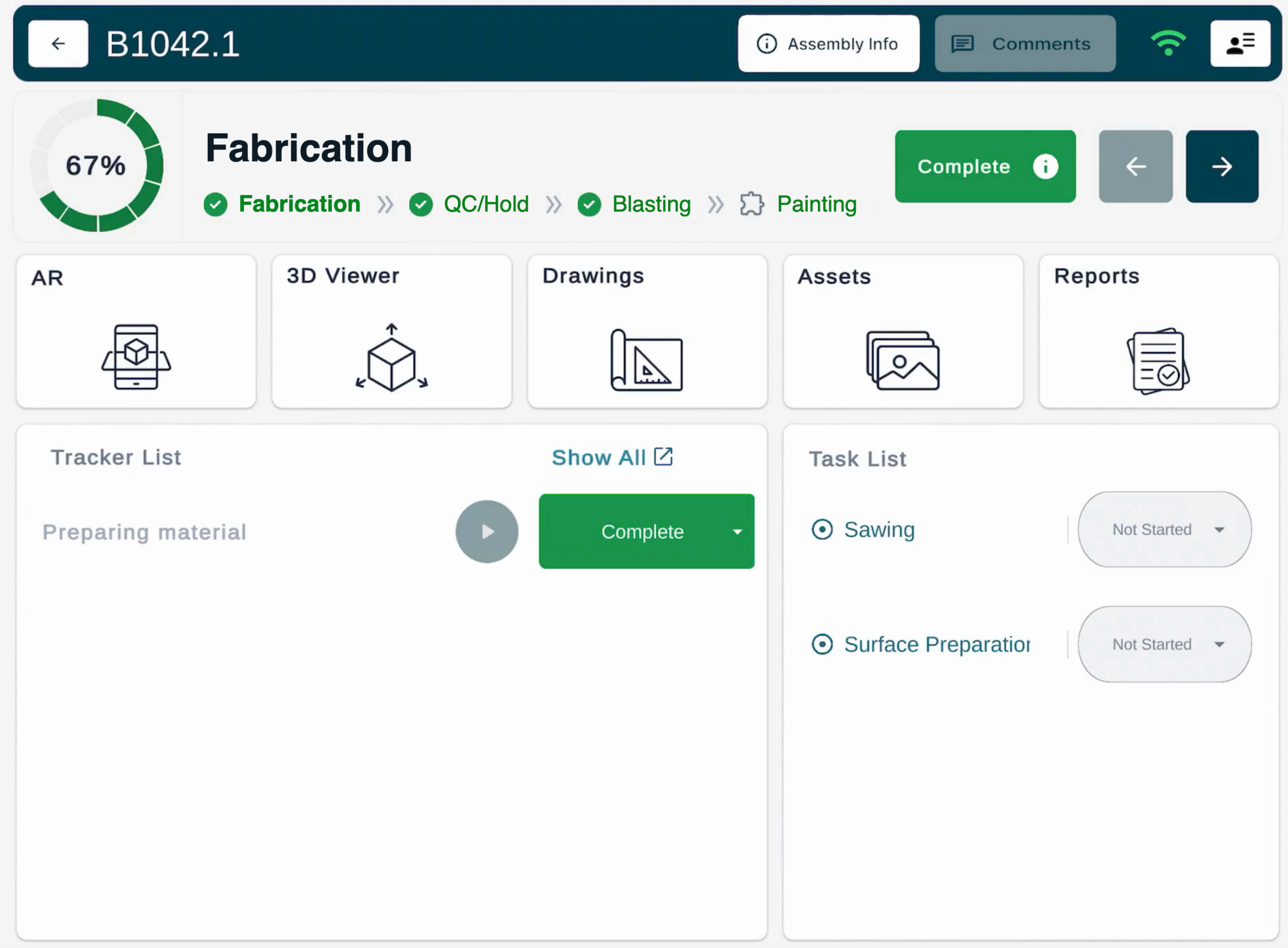 FabStation portal - production status by stage