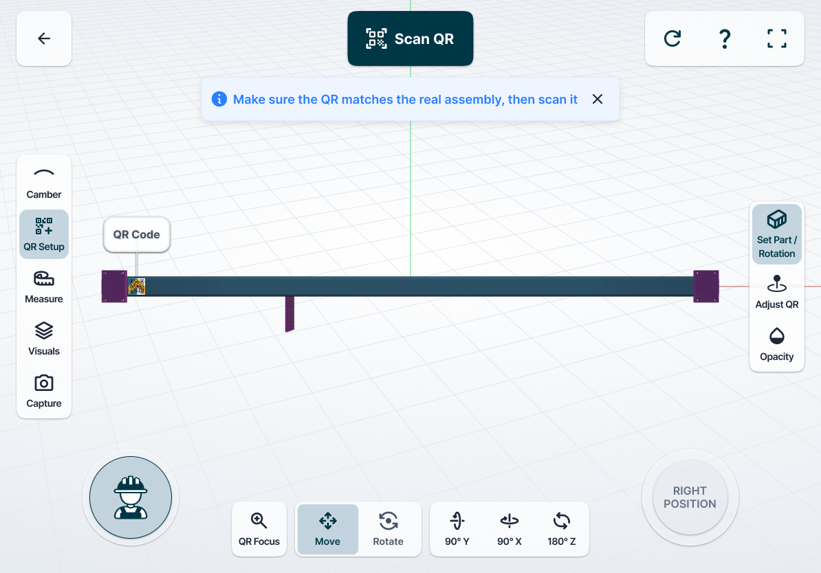 QR code setup on screen