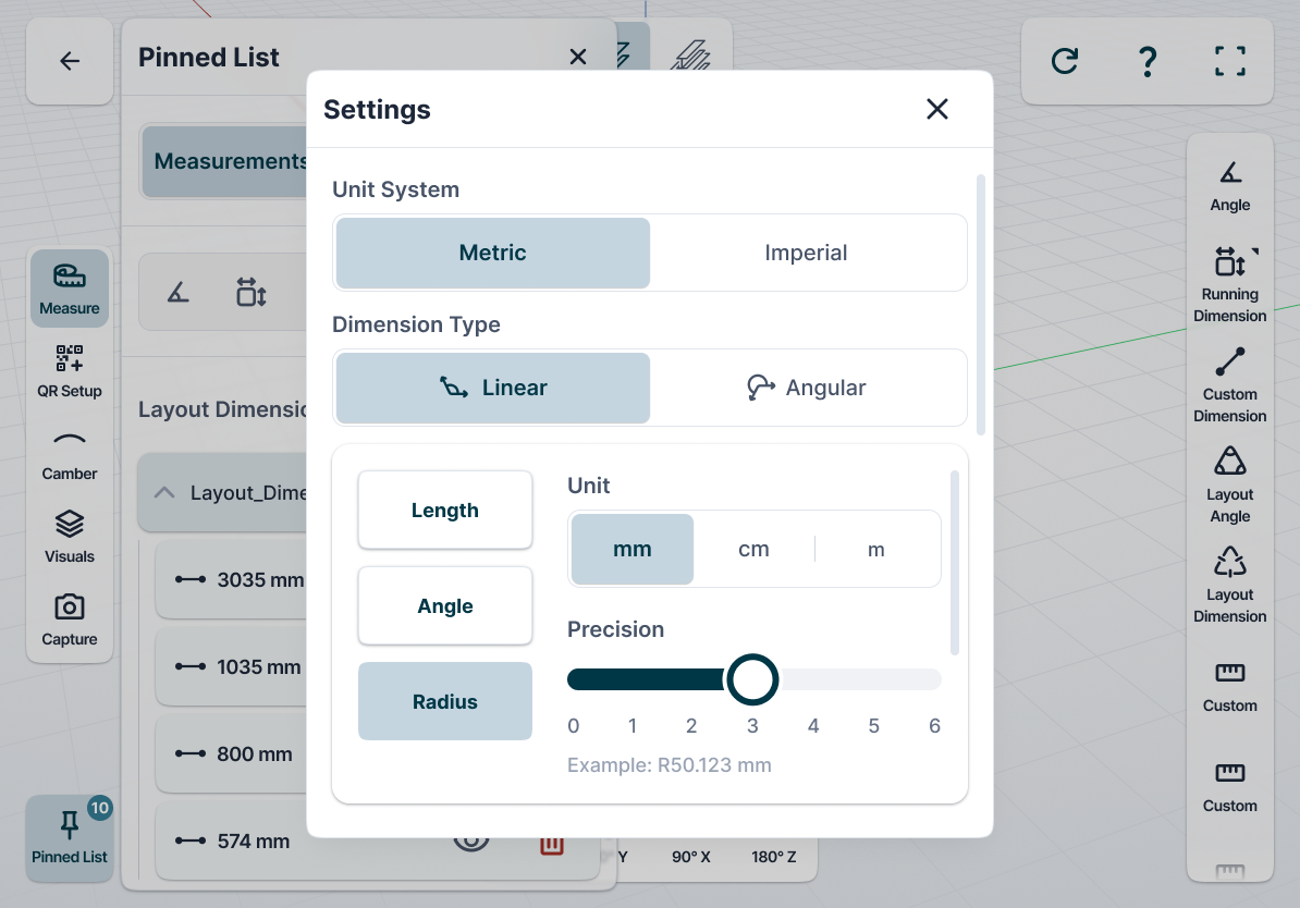 New settings panel