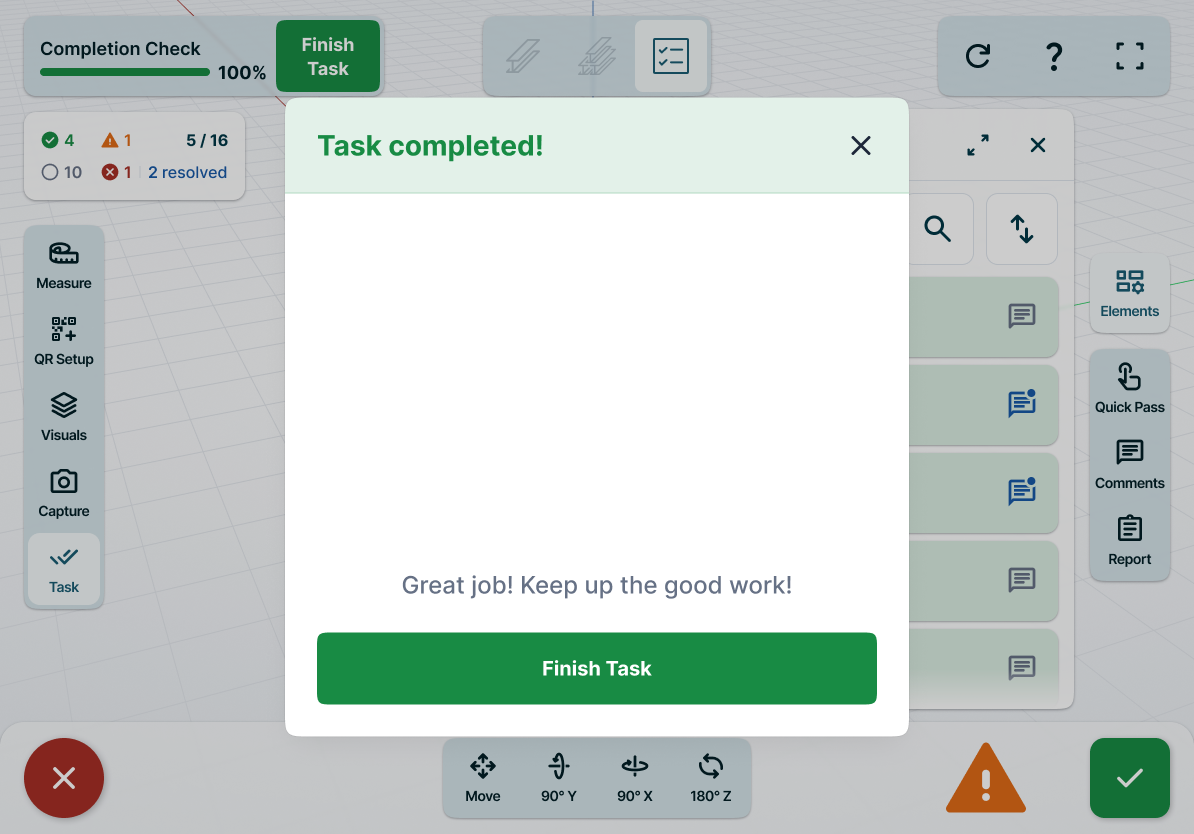 Task complete screen